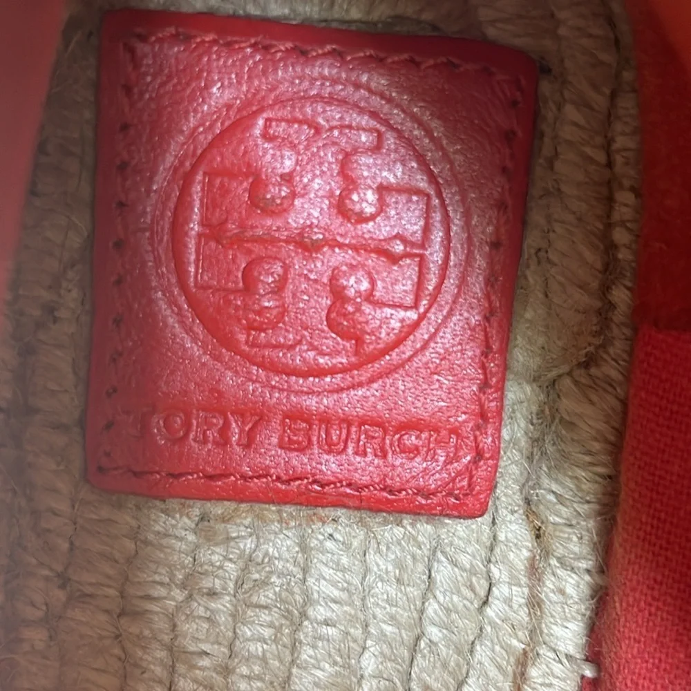 Tory Burch Coral Leather Embroidered Daley Espadrille Flats